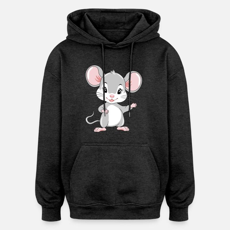 Accueillant bébé souris mignon - Sweat à capuche oversize unisexe - charbon