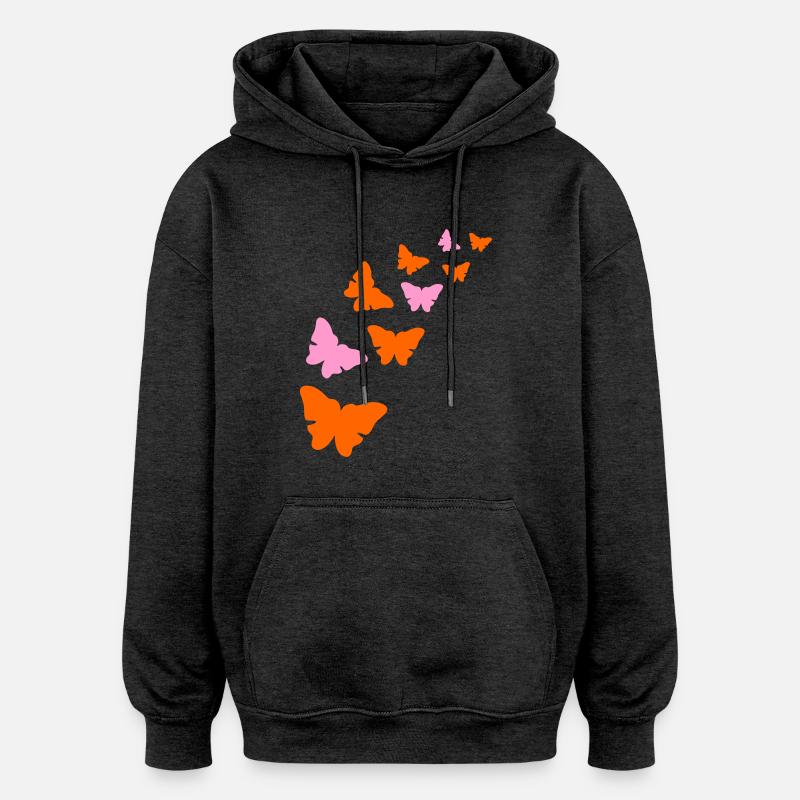 Papillons - Sweat à capuche oversize unisexe - charbon