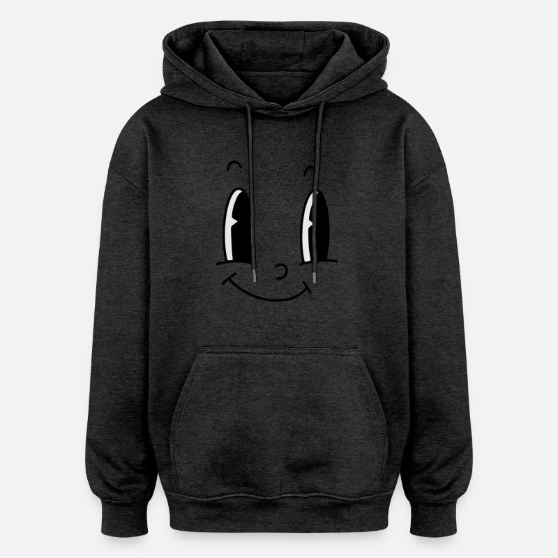 Funny Face Big Eyes - Oversized Unisex Hoodie - charcoal grey