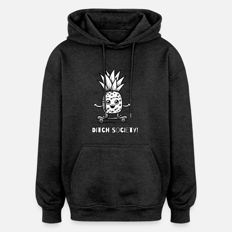 Quitter la société – Skateboard Ananas - Sweat à capuche oversize unisexe - charbon