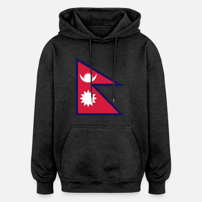 Drapeau du Népal - Sweat à capuche oversize unisexe - charbon