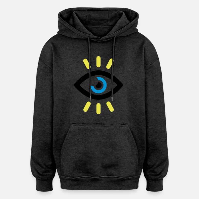 OPEN EYE SYMBOL - Oversized Unisex Hoodie - charcoal grey