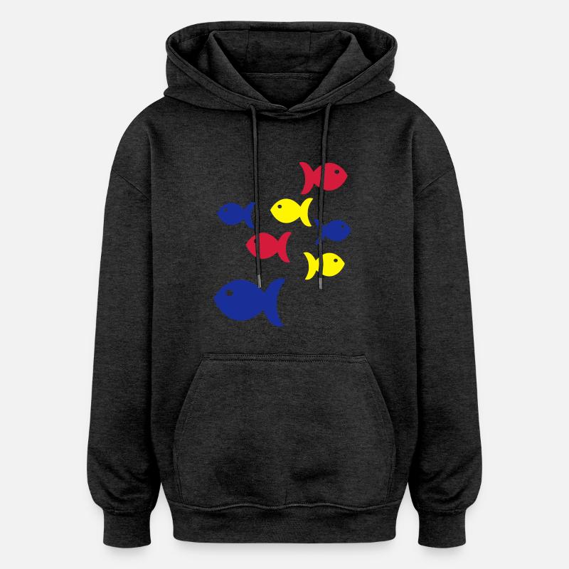 fische - Sweat à capuche oversize unisexe - charbon