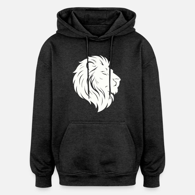 Lion Tête de Lion - Sweat à capuche oversize unisexe - charbon