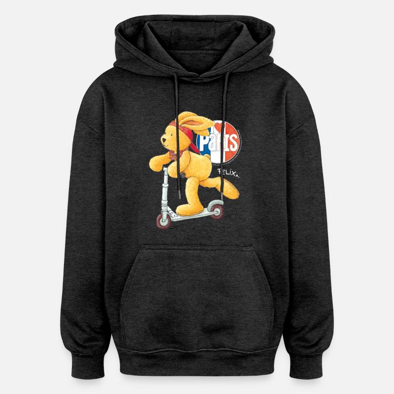 Félix le Lapin aime Paris - Sweat à capuche oversize unisexe - charbon