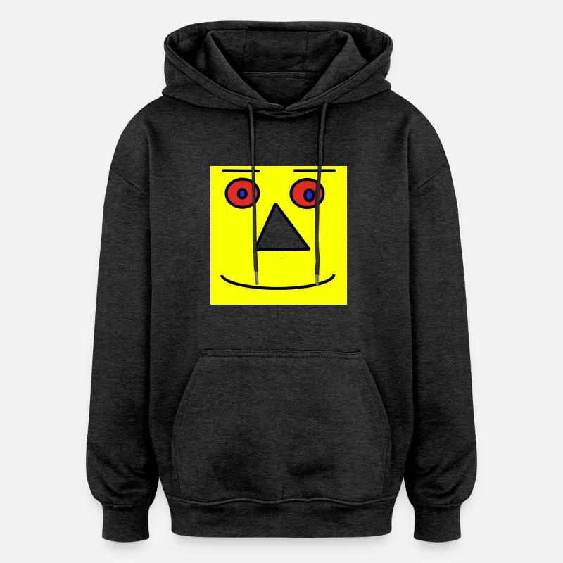 visage jaune - Sweat à capuche oversize unisexe - charbon