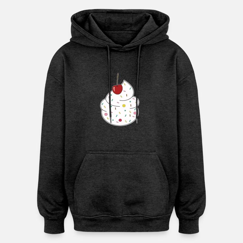Cerise crème - Sweat à capuche oversize unisexe - charbon