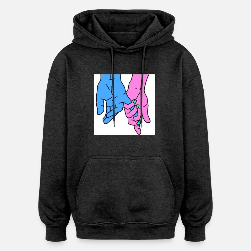 mains roses - Sweat à capuche oversize unisexe - charbon