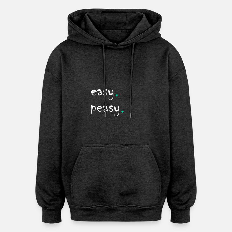 Facile. peasy. blanc / turquoise - Sweat à capuche oversize unisexe - charbon