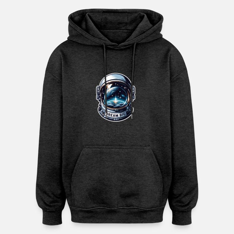 Rêver grand - Illustration d’astronaute - Sweat à capuche oversize unisexe - charbon