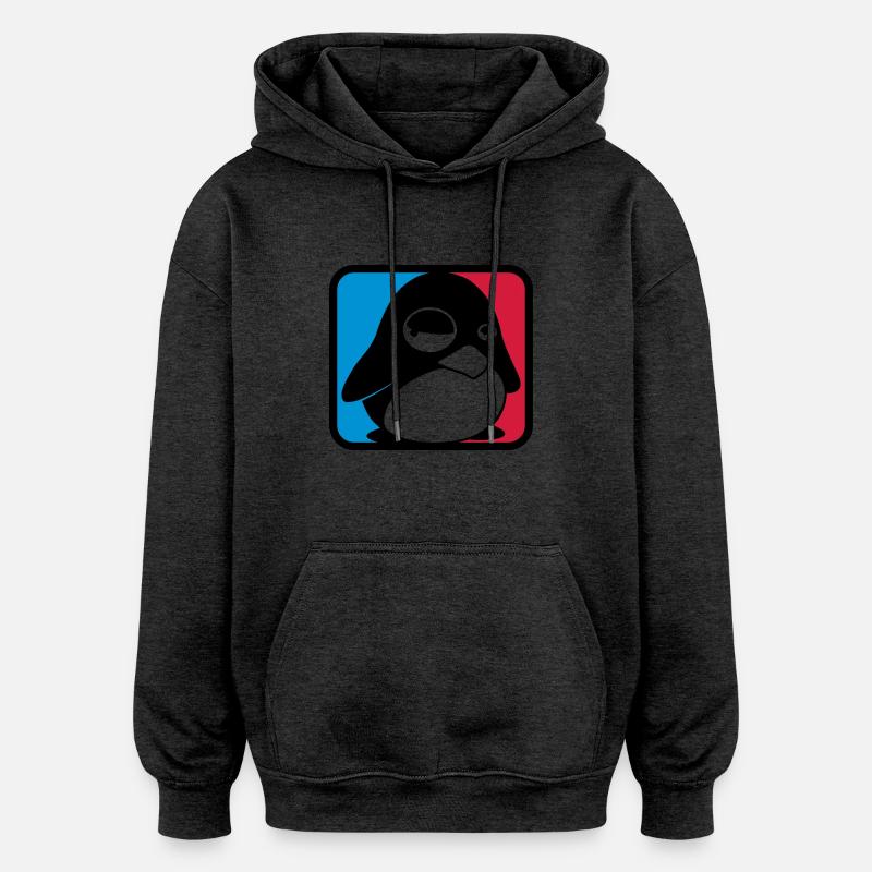 TUX Leauge, LINUX - Sweat à capuche oversize unisexe - charbon