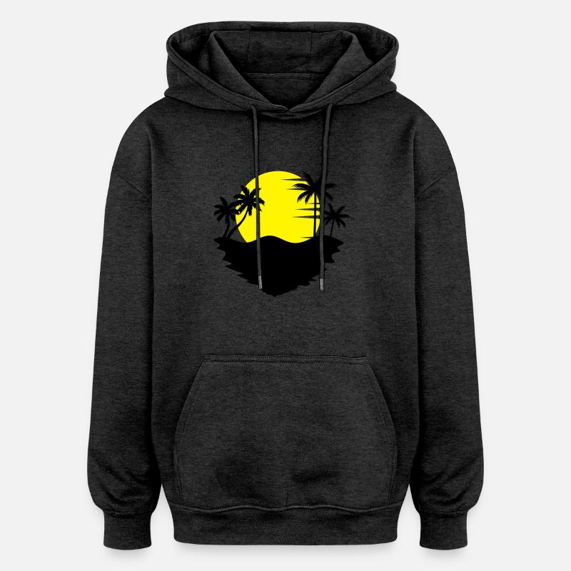 palm_sun - Sweat à capuche oversize unisexe - charbon