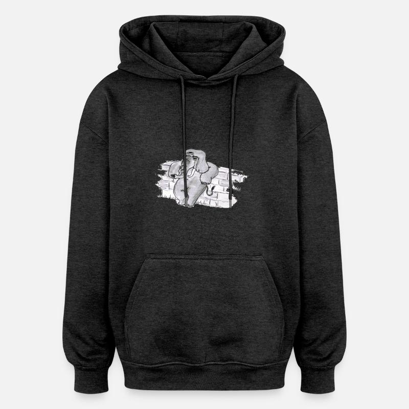 Eléphant # Art nord-allemand - Sweat à capuche oversize unisexe - charbon