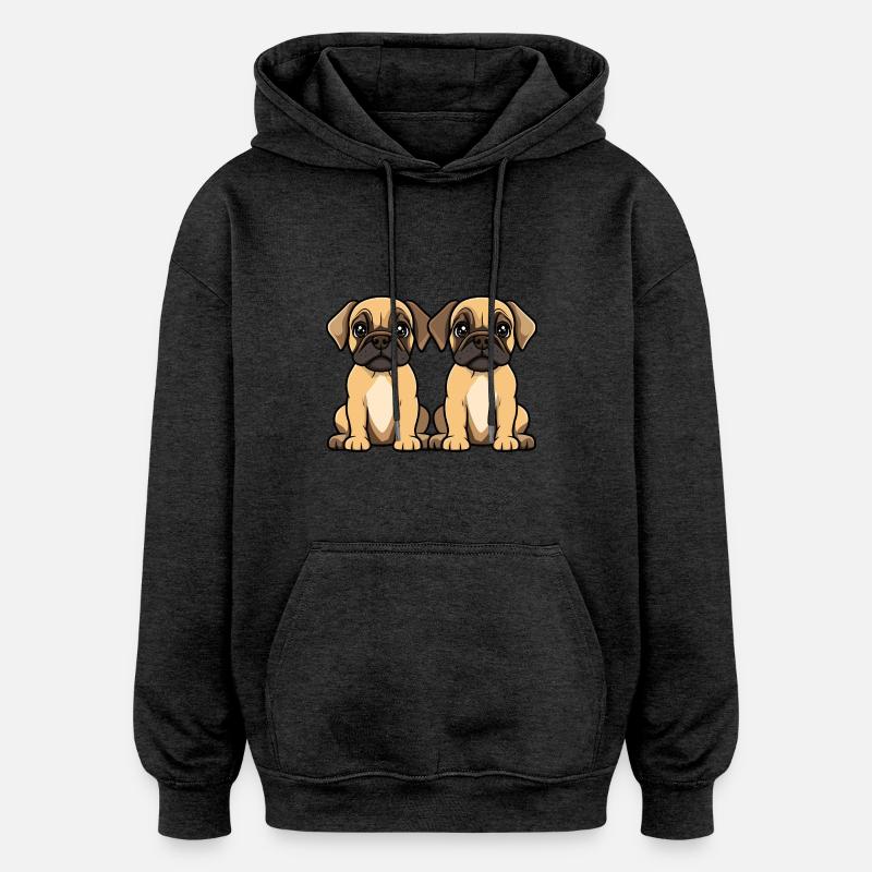 Bullmastiff chien bande dessinée - Sweat à capuche oversize unisexe - charbon