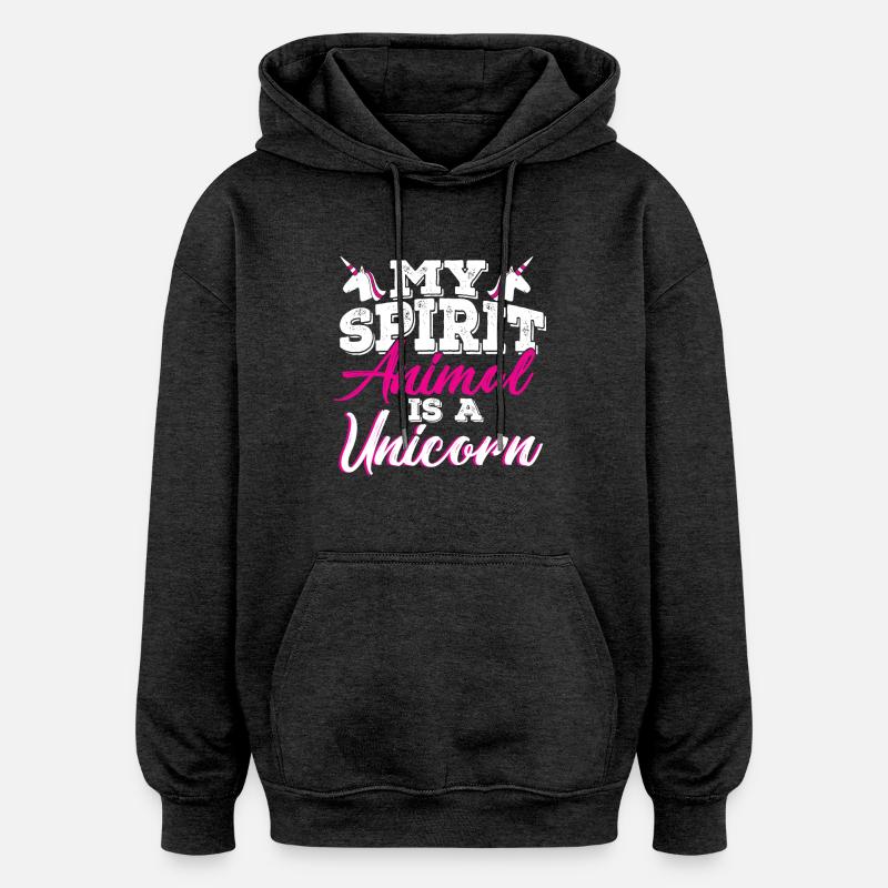 licorne - Sweat à capuche oversize unisexe - charbon