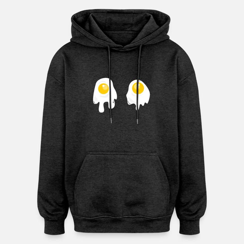 Fried Eggs - Breakfast - Oversized Unisex Hoodie - charcoal grey