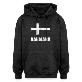 Danemark Dannebrog Danish flag Danes vintage - Sweat à capuche oversize unisexe - charbon - Devant - Noah (186cm)