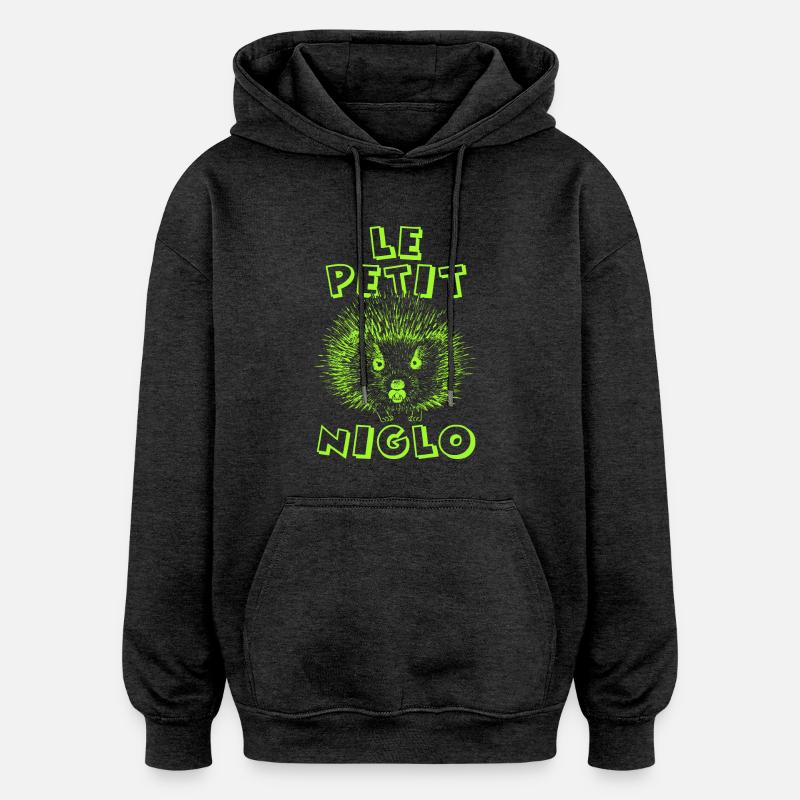 PETIT NIGLO - Sweat à capuche oversize unisexe - charbon