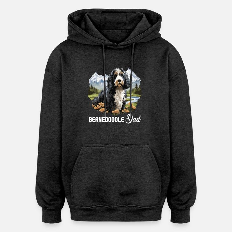 Chien Bernedoodle - Sweat à capuche oversize unisexe - charbon