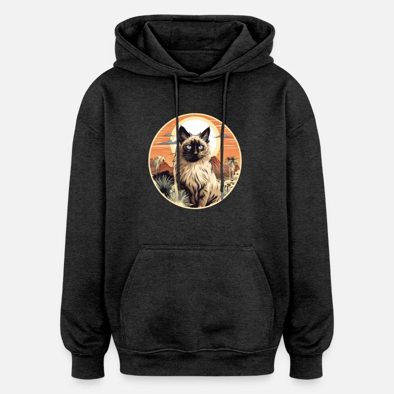Chat balinais Balinesenkatze - Sweat à capuche oversize unisexe - charbon