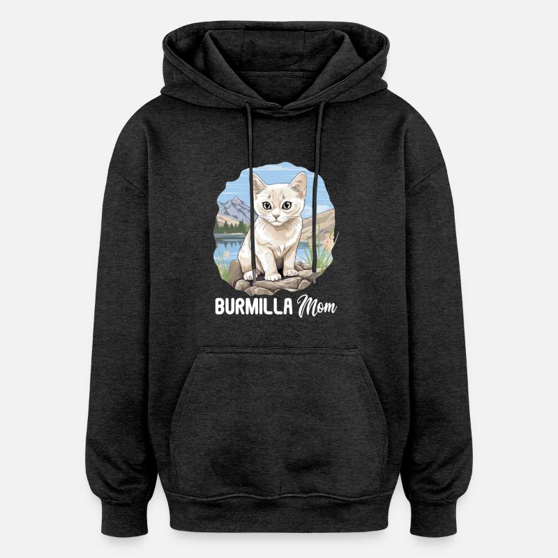 Burmilla Chaton Burmilla Chat - Sweat à capuche oversize unisexe - charbon