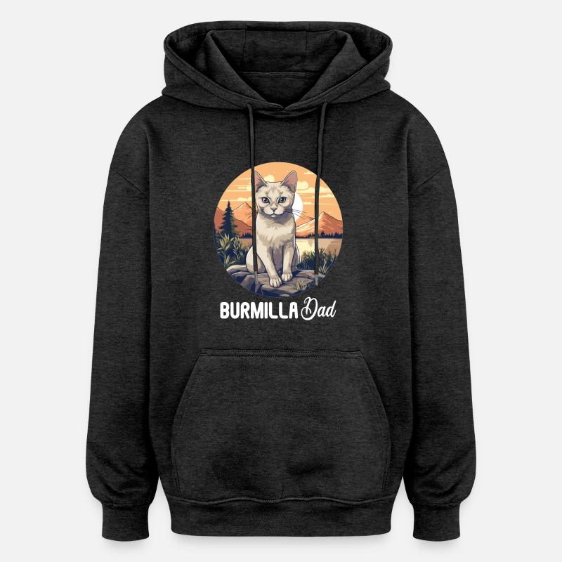 Burmilla Chaton Burmilla Chat - Sweat à capuche oversize unisexe - charbon