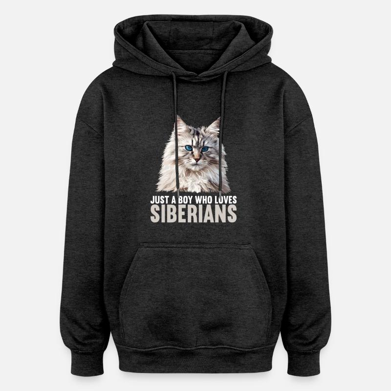 Chat Sibérien Sibirische Katze - Sweat à capuche oversize unisexe - charbon