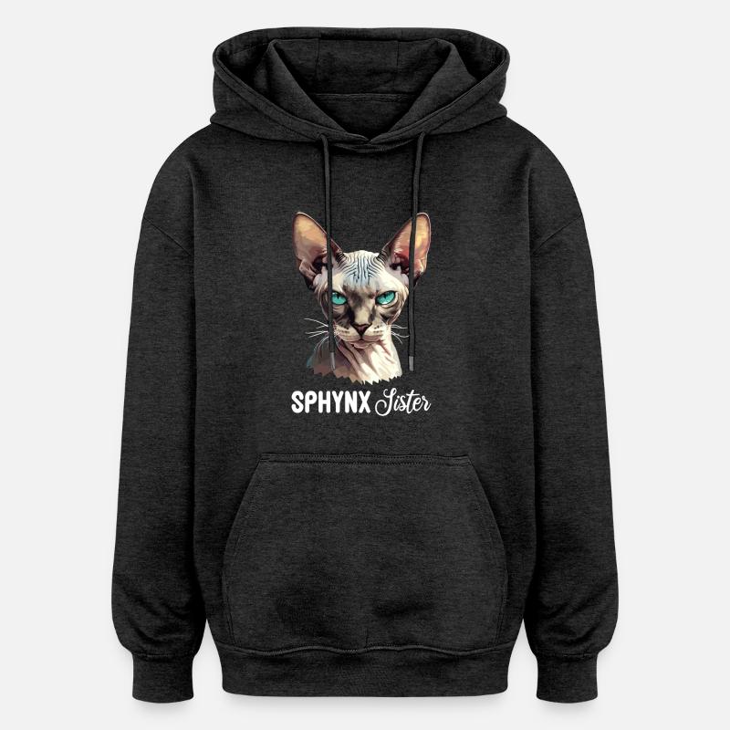 Sphynx Kitten Sphynx Cat - Oversized Unisex Hoodie - charcoal grey