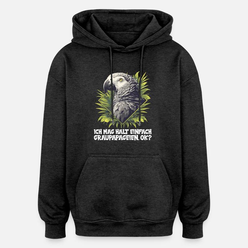 Perroquets gris d’Afrique - Sweat à capuche oversize unisexe - charbon