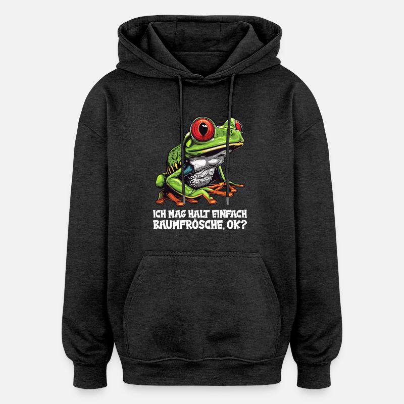 Rainette Baumfrösche Baumfrosch - Sweat à capuche oversize unisexe - charbon
