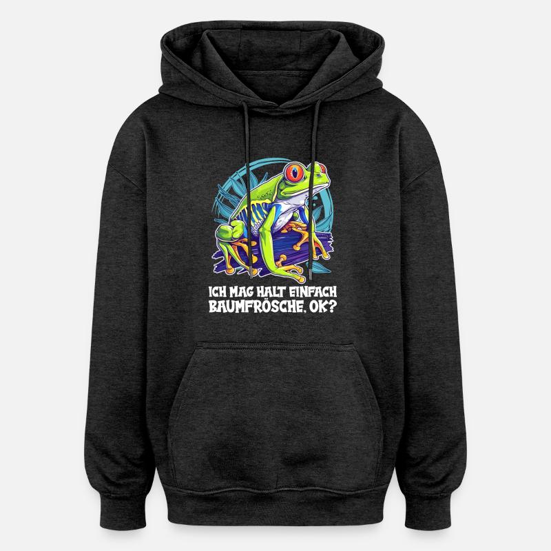 Tree Frog Baumfrösche Baumfrosch - Oversized Unisex Hoodie - charcoal grey