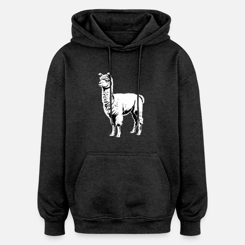 Alpaca Alpacas Alpaca - Oversized Unisex Hoodie - charcoal grey