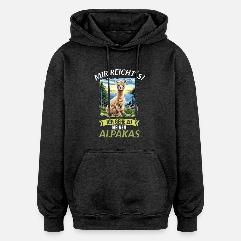Alpaca Alpacas Alpaca - Oversized Unisex Hoodie - charcoal grey