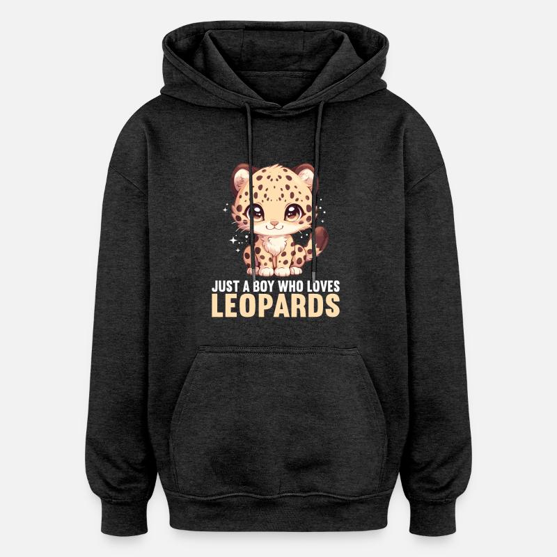 Léopard léopard - Sweat à capuche oversize unisexe - charbon