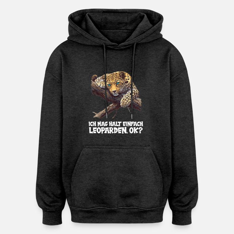 Léopard léopard - Sweat à capuche oversize unisexe - charbon