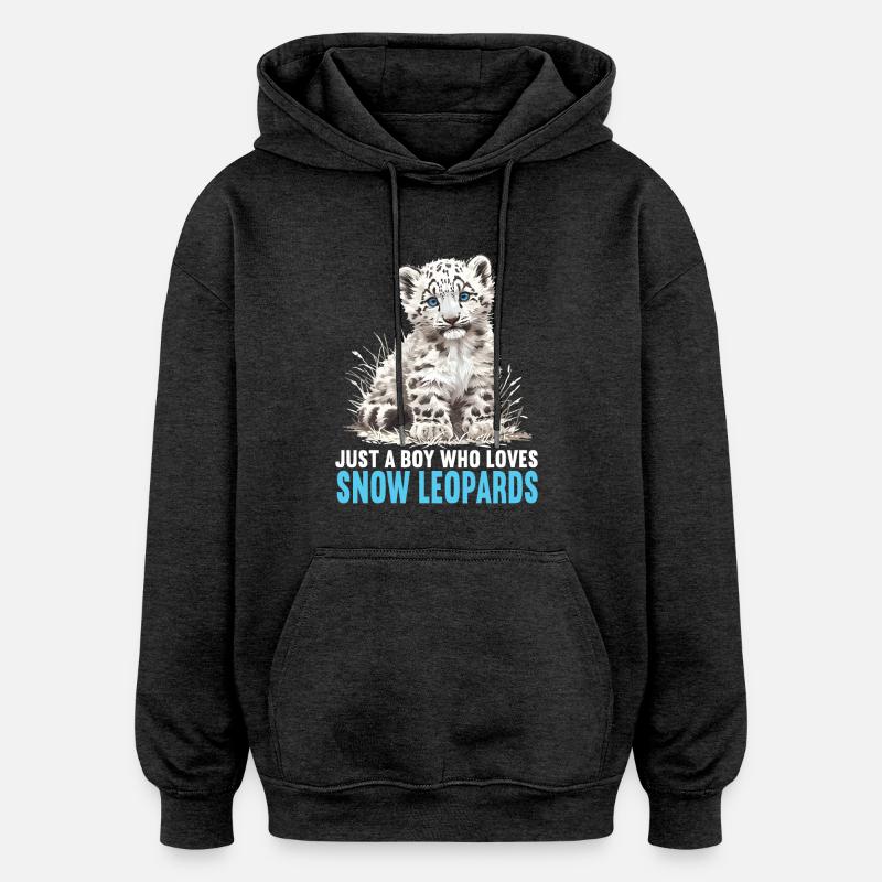 Léopard des neiges Schneeleoparden Schneeleopard - Sweat à capuche oversize unisexe - charbon