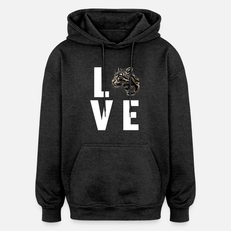 Clouded Leopard Nebelparder - Oversized Unisex Hoodie - charcoal grey