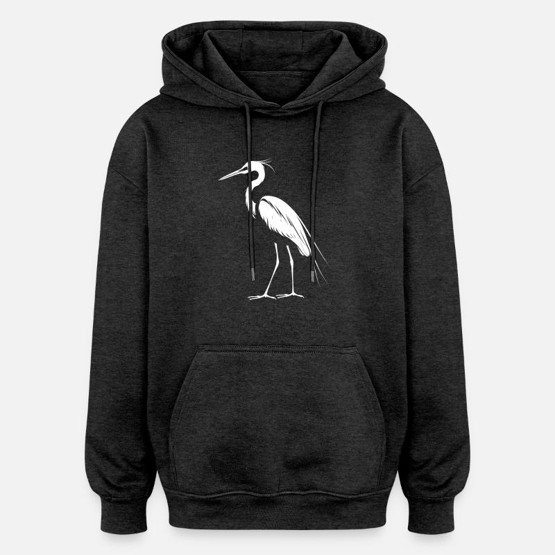 Héron Reiher - Sweat à capuche oversize unisexe - charbon