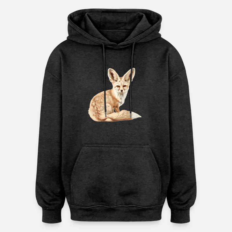 Fennec Renard Fenneks Fennek - Sweat à capuche oversize unisexe - charbon