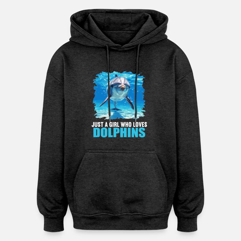 Dolphin Dolphins Dolphin - Oversized Unisex Hoodie - charcoal grey