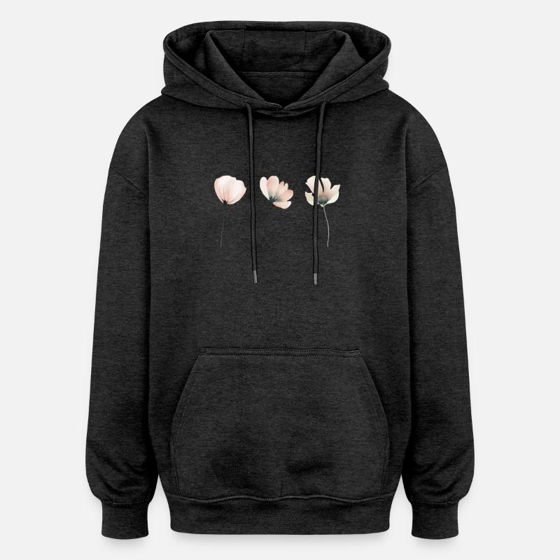 Elegante Blumen Fleurs élégantes - Sweat à capuche oversize unisexe - charbon