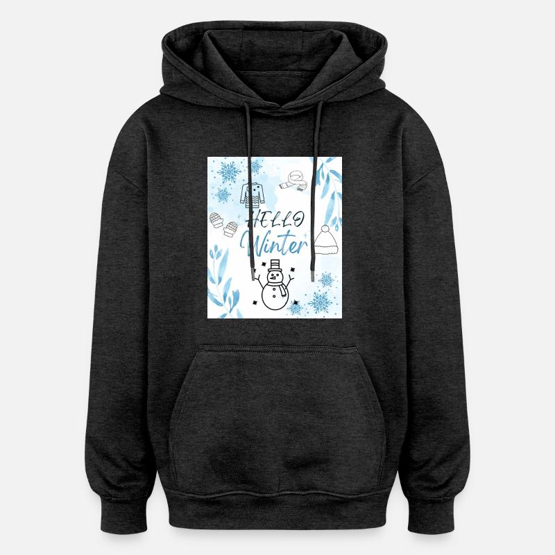 Bonjour l’hiver - Sweat à capuche oversize unisexe - charbon