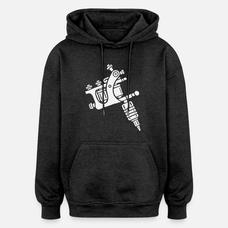 Machine à tatouer - Sweat à capuche oversize unisexe - charbon