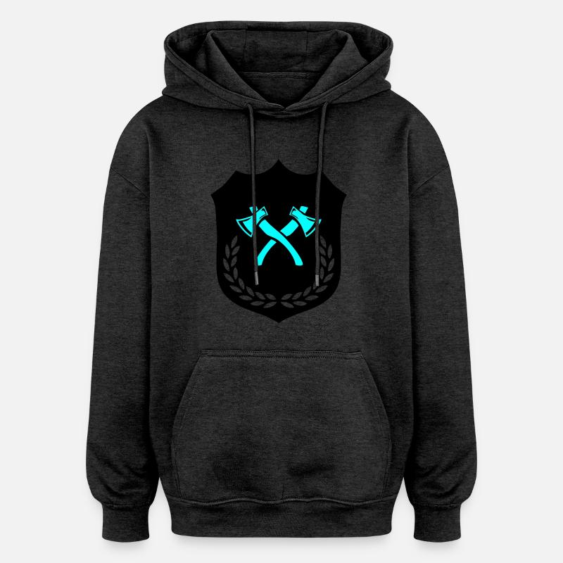 Armoiries Hache Haches - Sweat à capuche oversize unisexe - charbon