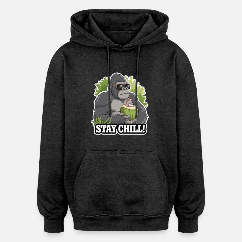 RESTEZ COOL - Sweat à capuche oversize unisexe - charbon