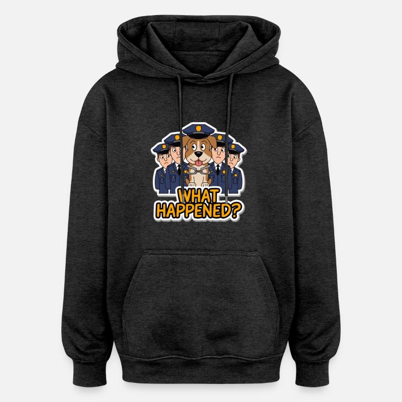 CHIENS ENTOURÉS - Sweat à capuche oversize unisexe - charbon