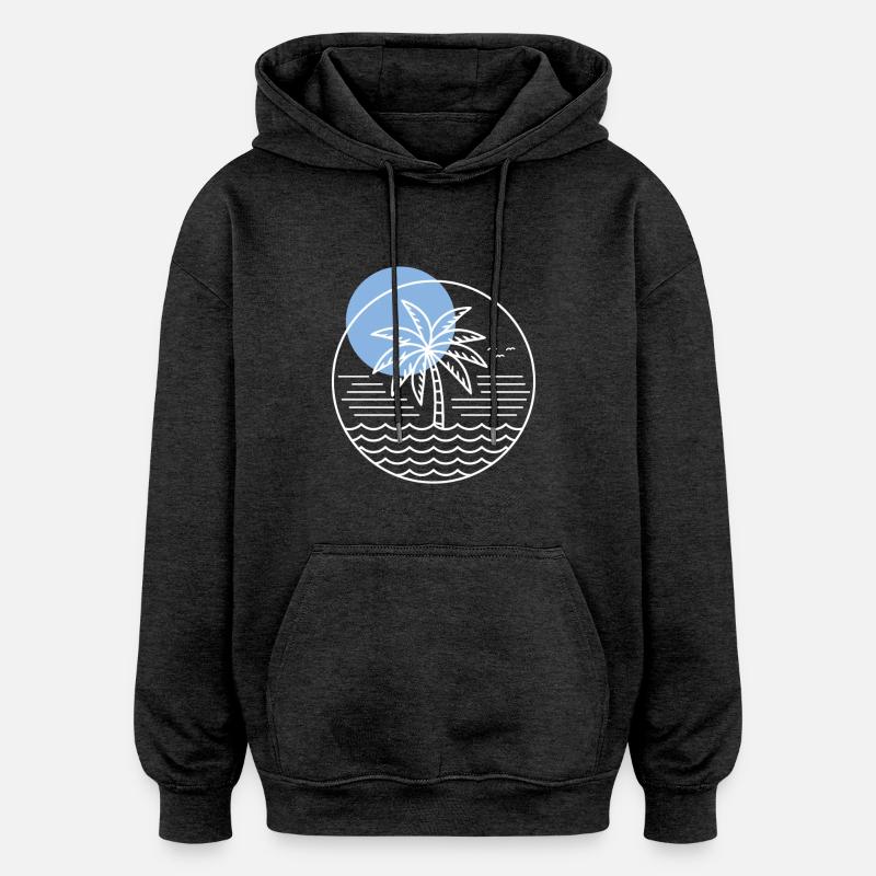 Palm Tree Circle - Oversized Unisex Hoodie - charcoal grey