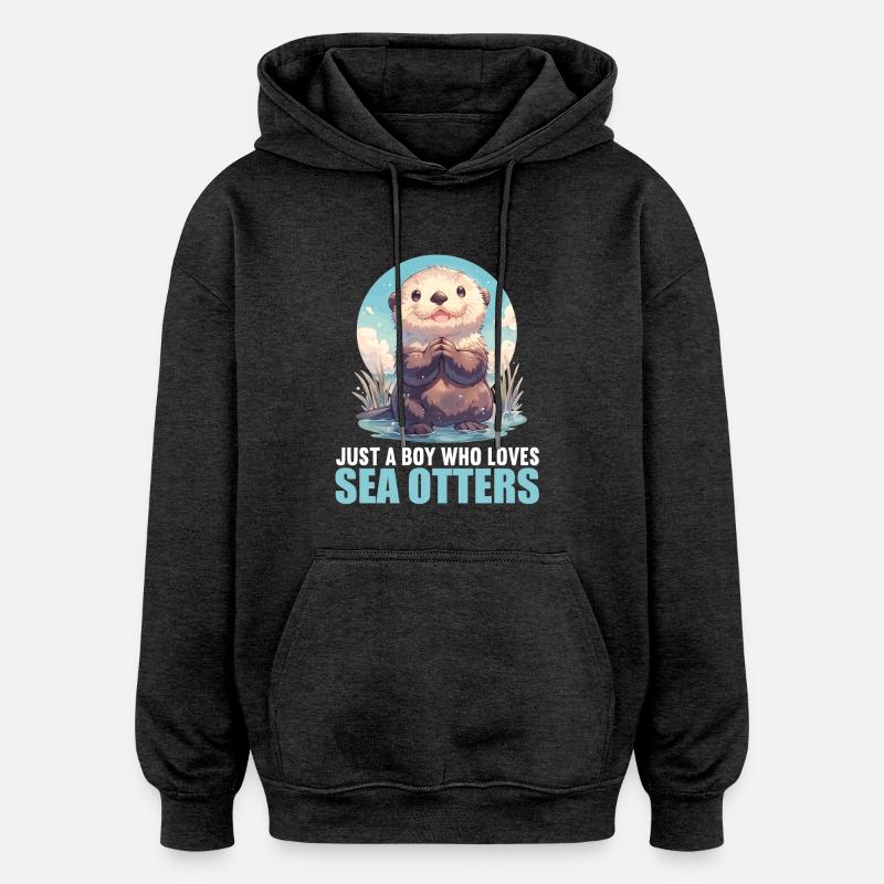 Loutre de mer - Sweat à capuche oversize unisexe - charbon
