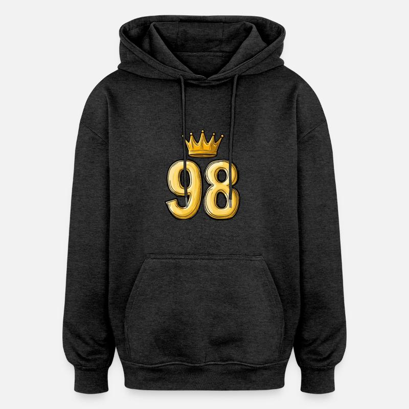 98 Nombre Couronne - Sweat à capuche oversize unisexe - charbon