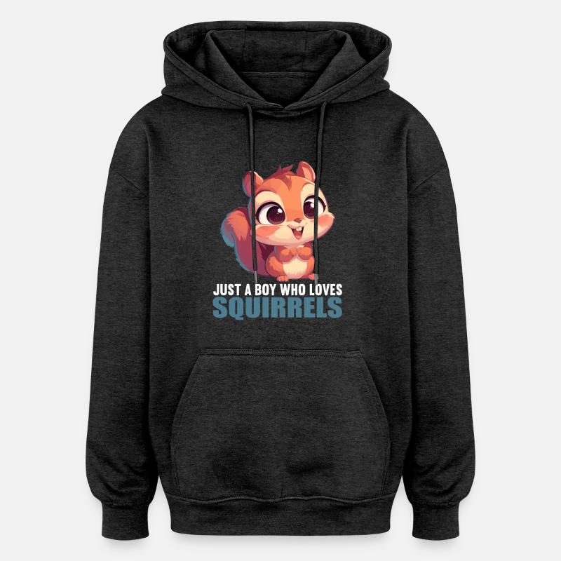 Squirrel - Oversized Unisex Hoodie - charcoal grey